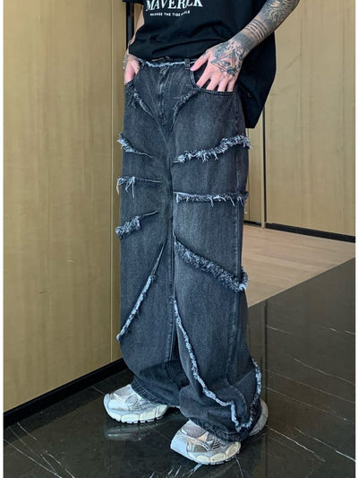 【CUIBUJU】Raw edge design wide denim pants  CB0014