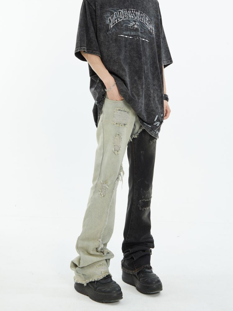 【MAXDSTR】Cutting edge design distressed denim jeans MD0080