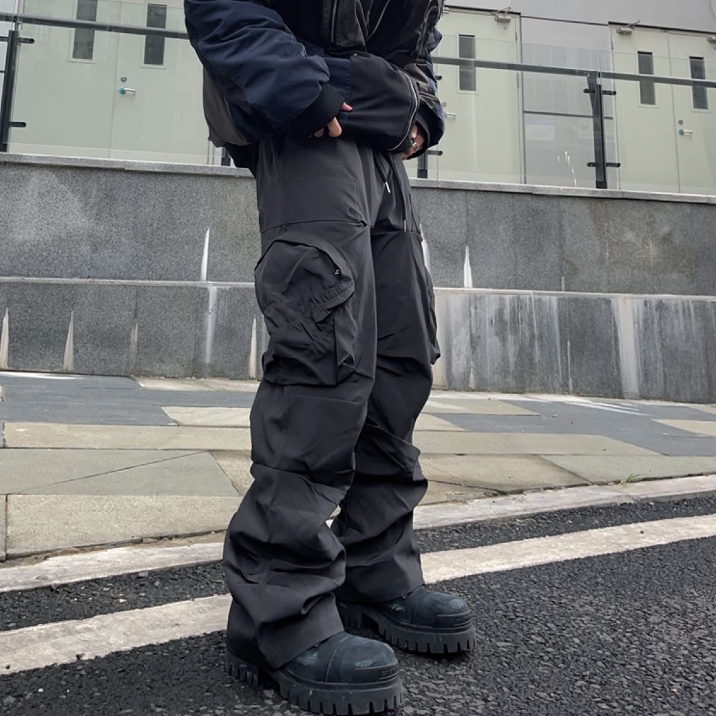 【FATEENG】Multi-pocket nylon loose casual pants  FG0004