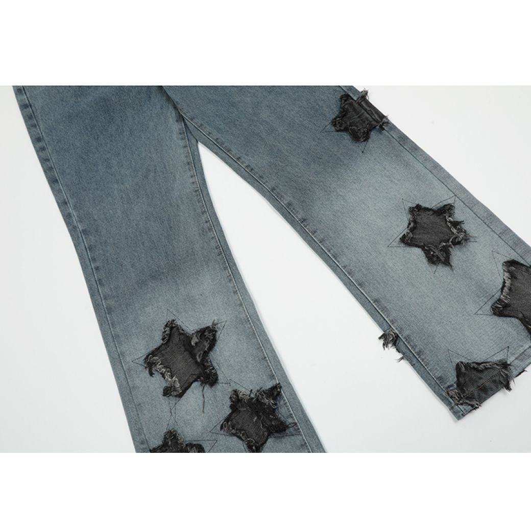 【CEDY】Star patch design mop jeans  CD0021