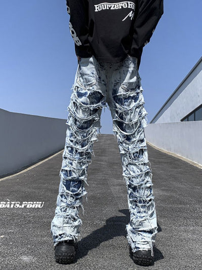 【CEAROCOW】Distressed raw edge denim jeans  CO0001