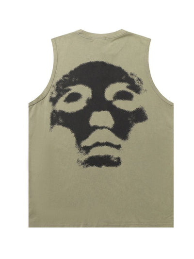 【MAXDSTR】Old skull print sleeveless T-shirt  MD0066