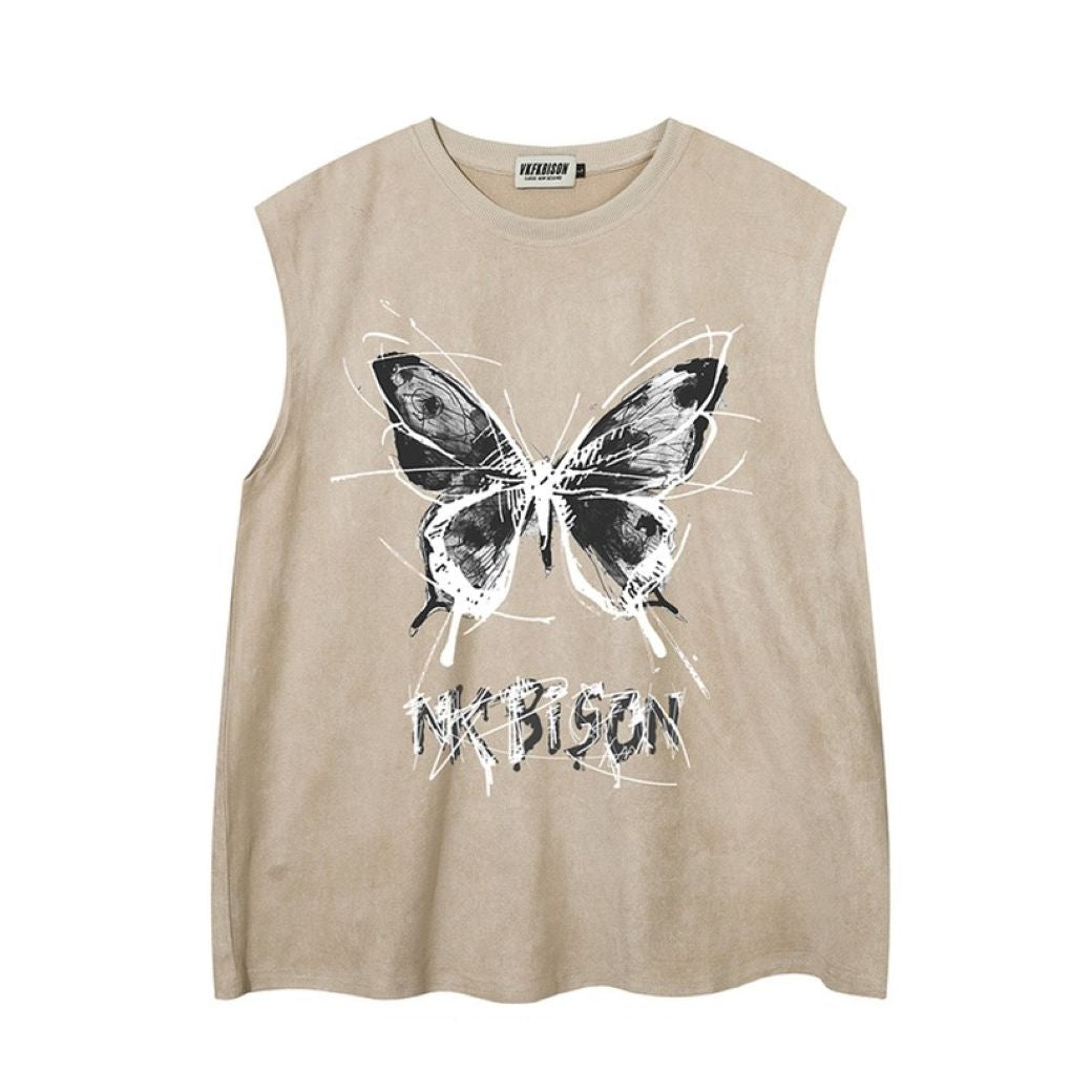 [NIHAOHAO] Butterfly print sleeveless top NH0041