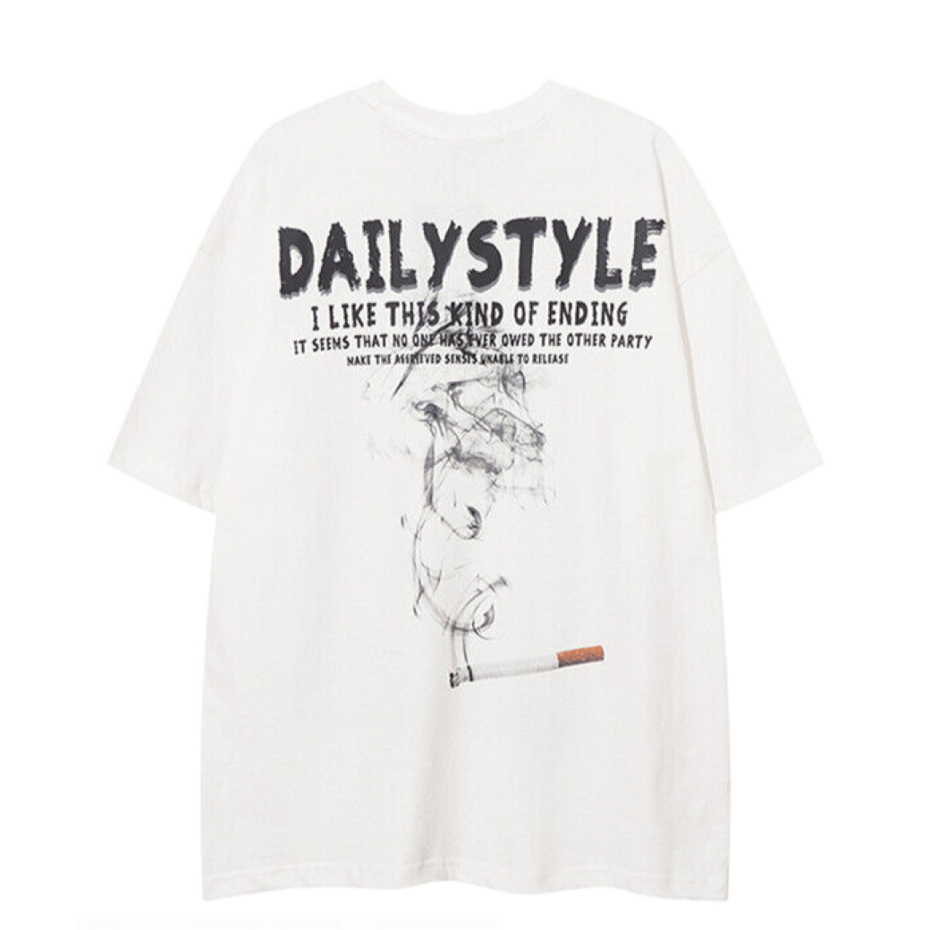 【VEG Dream】Smoking portrait print oversized short sleeve T-shirt  VD0196