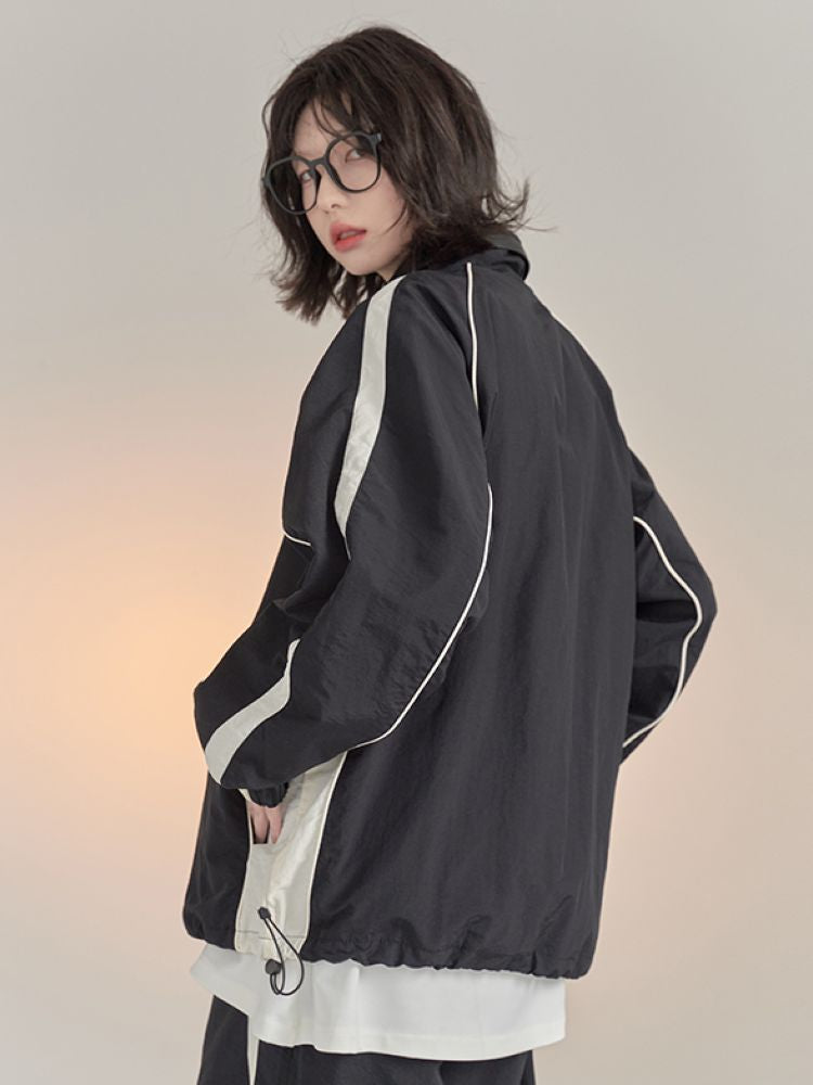 【Universal Gravity Museum】Stitch contrast color stand collar jacket  UG0021