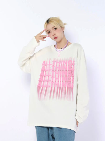 Phantom letter print long-sleeved T-shirt  HL2894