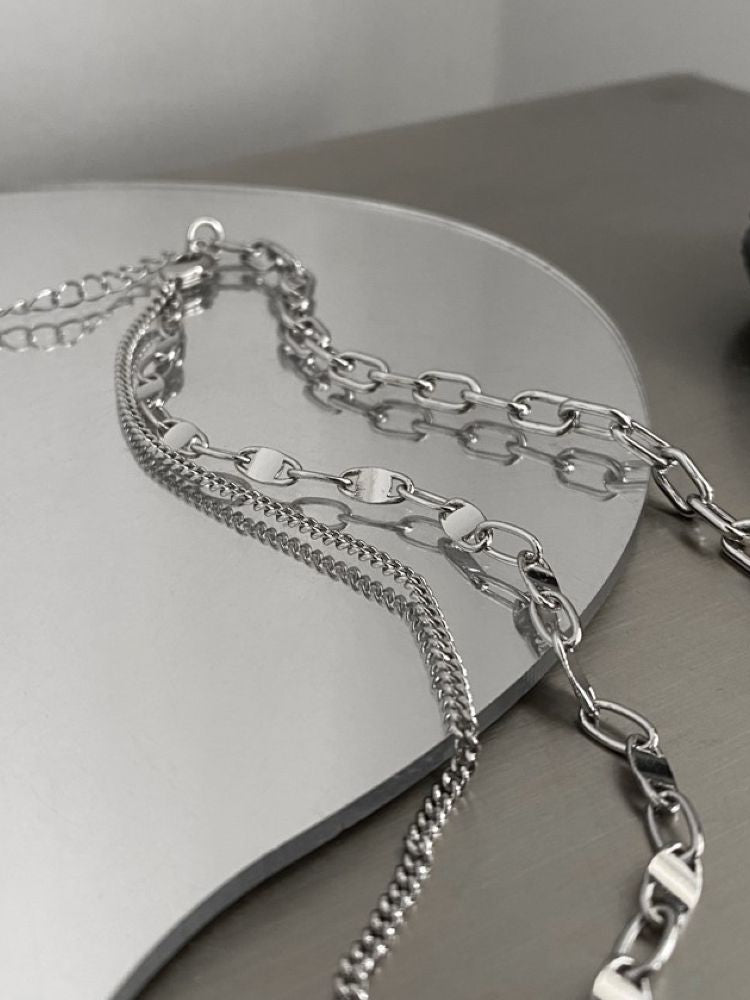 【DARKBOX】Black zircon asymmetric tassel chain necklace  DB0019