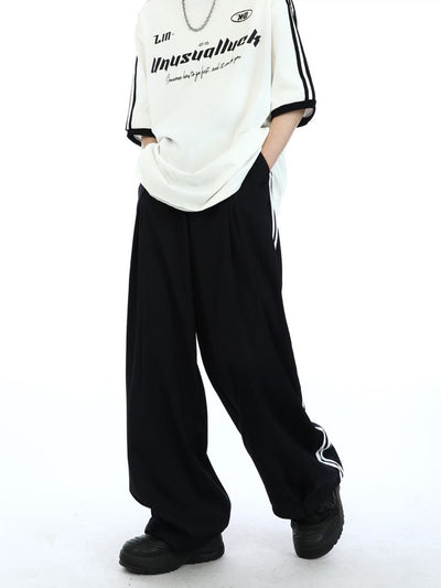 【MAXDSTR】Side stripe loose wide leg drape pants  MD0059