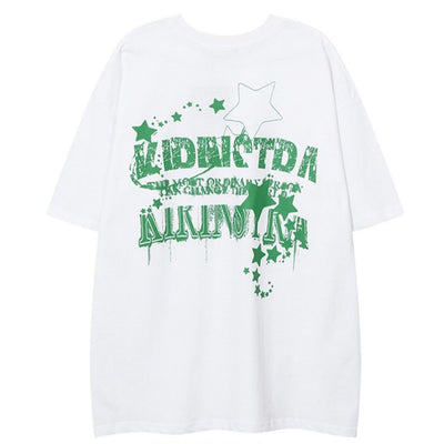 【NIHAOHAO】Vintage spray print short-sleeved T-shirt  NH0035