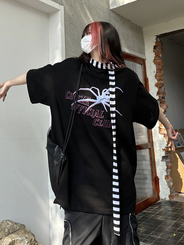 【Take off】Spider letter print loose short sleeve T-shirt TO0009