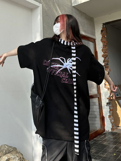 【Take off】Spider letter print loose short sleeve T-shirt  TO0009