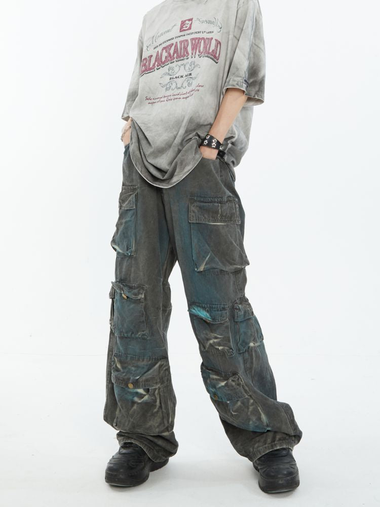 【MAXDSTR】Tie dye multi pocket tooling casual pants  MD0079