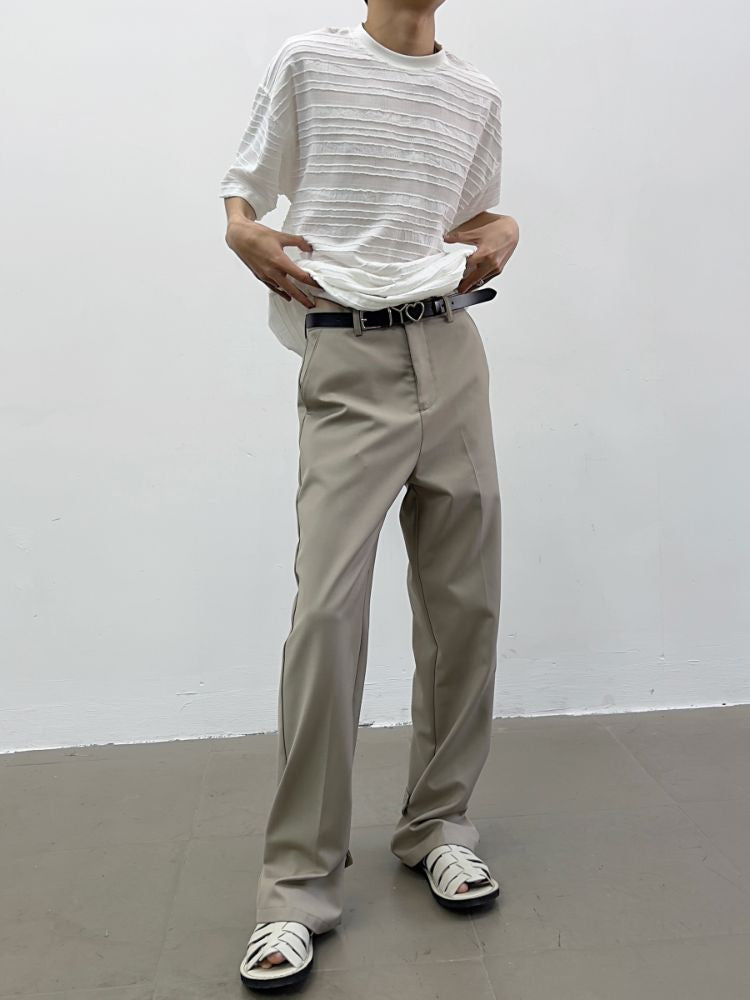 【Yghome】Calf button design high waist loose drape pants YH0004