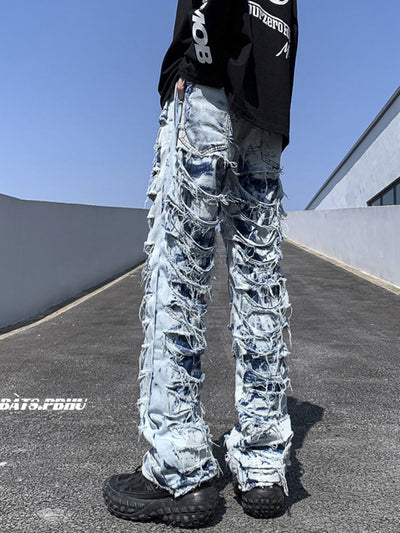 【CEAROCOW】Distressed raw edge denim jeans  CO0001
