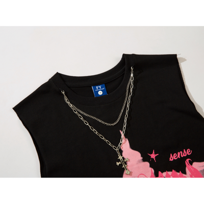 【VEG Dream】Necklace design street loose sleeveless T-shirt VD0175