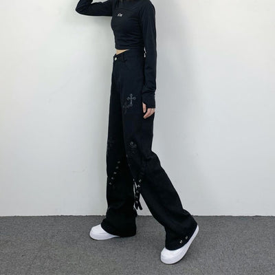 Cross strap tooling loose casual pants HL2929