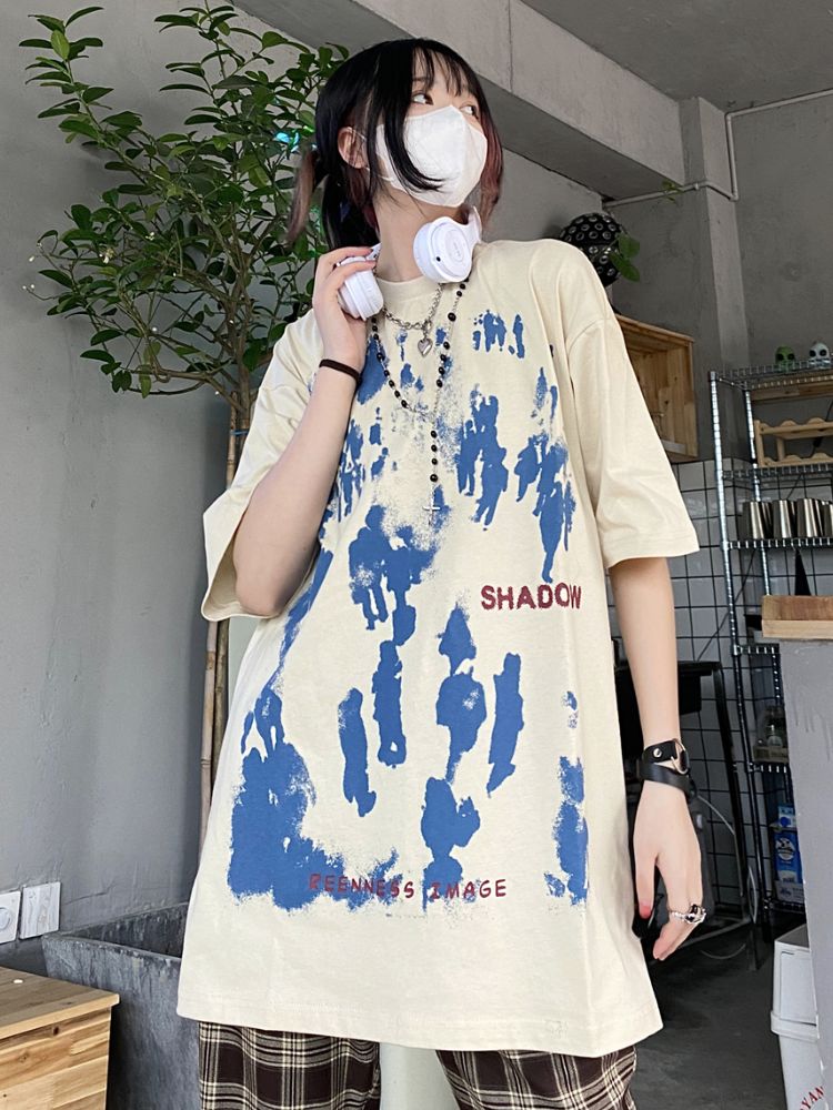[Take off] Ink print oversized short-sleeved T-shirt TO0002