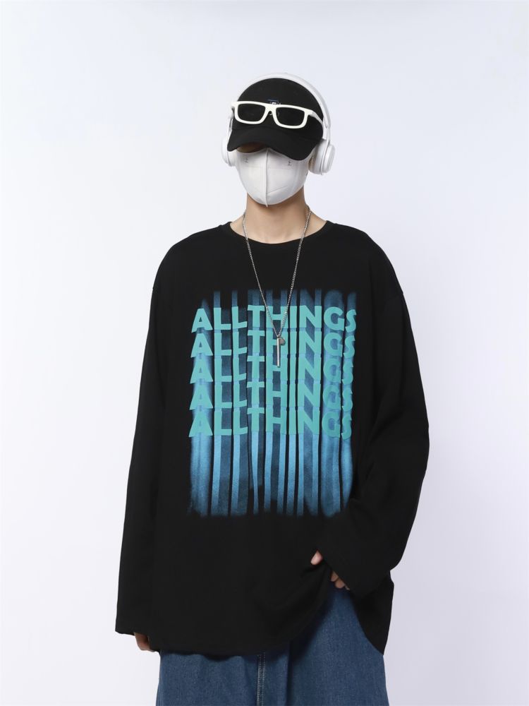 Phantom letter print long-sleeved T-shirt  HL2894