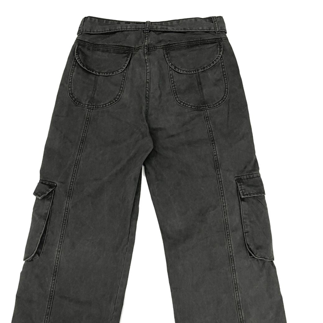 【FATEENG】Retro multi-pocket washed loose wide leg pants FG0005