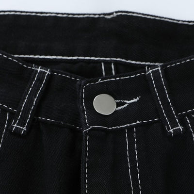 [INS]Strap design multi-pocket wash jeans IN0017