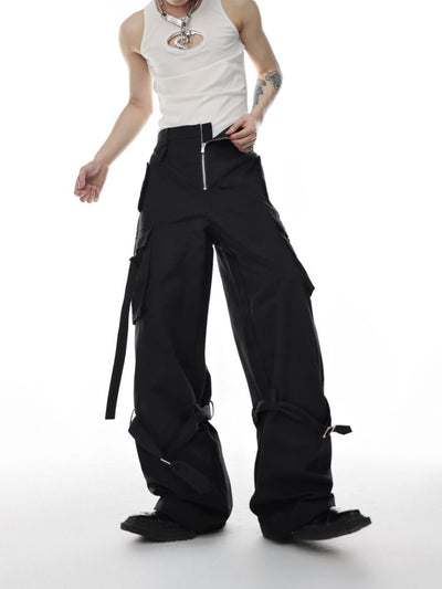 【Culture E】Multi-pocket tassel high waist casual pants  CE0054