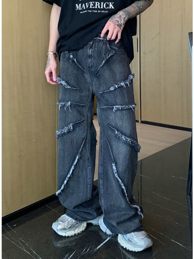 【CUIBUJU】Raw edge design wide denim pants  CB0014