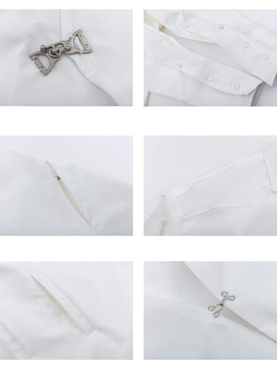 [MARTHENAUT]High end design metal decoration long-sleeved shirt MH0007