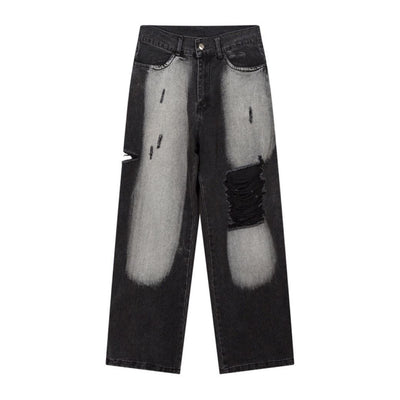【ReIAx】Gradient washed distressed denim pants  RX0006