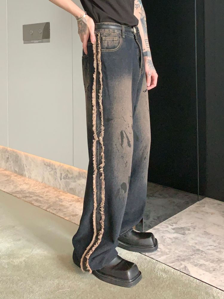 【CUIBUJU】Sideline wide leg jeans  CB0002