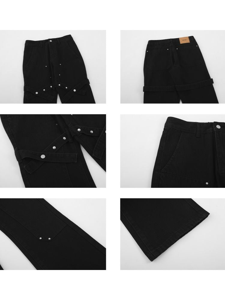 [MR nearly] Touring strap design black jeans MR0042