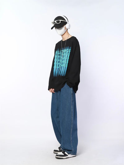 Phantom letter print long-sleeved T-shirt  HL2894