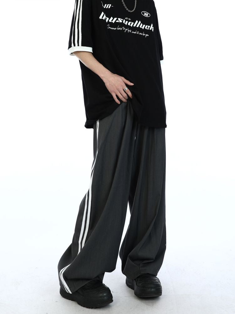 【MAXDSTR】Side stripe loose wide leg drape pants  MD0059