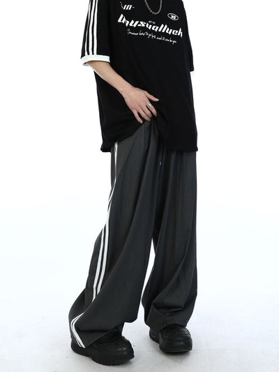 【MAXDSTR】Side stripe loose wide leg drape pants  MD0059