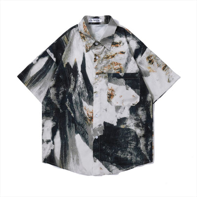 Landscape print loose casual shirt HL2908