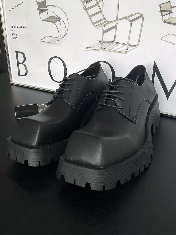 【MARTHENAUT】Thick bottom square toe leather shoes MH0001