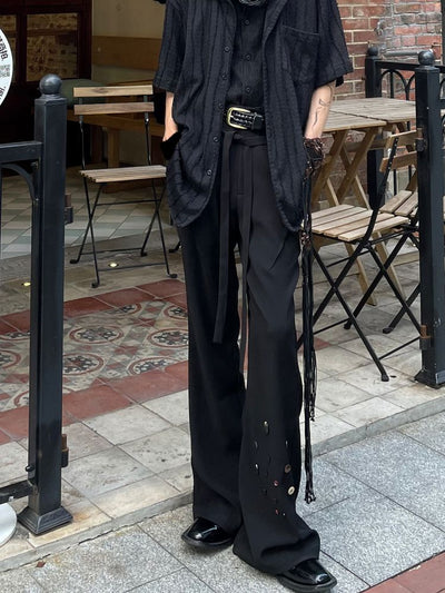 【Sleeping】Retro button design drape high-end micro flare pants  SL0006