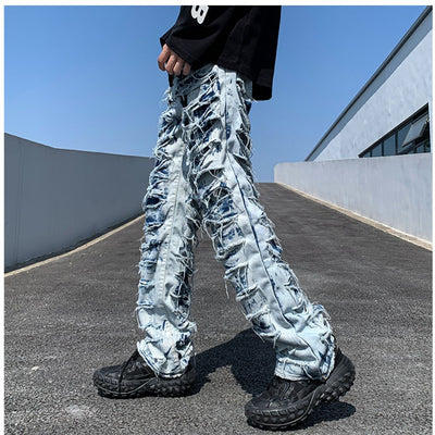 [CEAROCOW] Distressed raw edge denim jeans CO0001