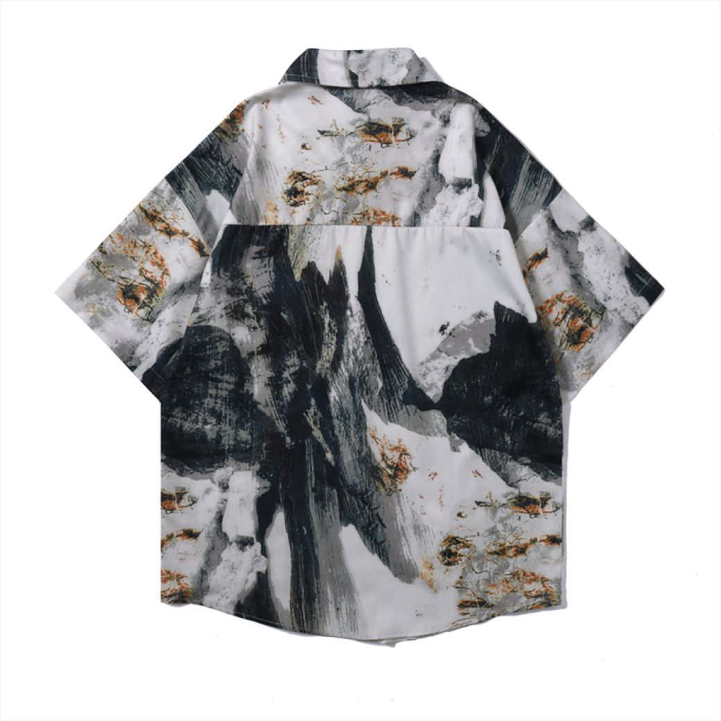 Landscape print loose casual shirt HL2908
