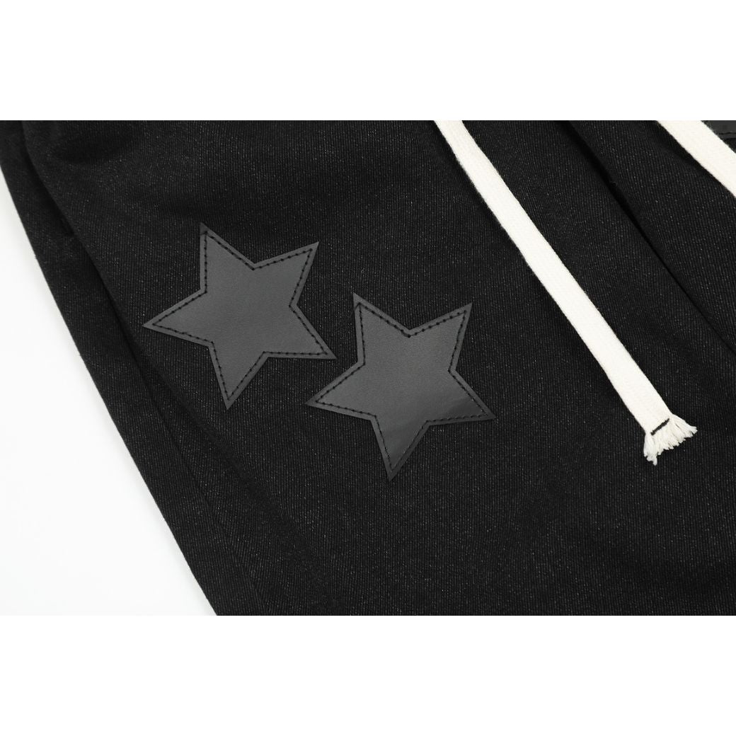 [ReIAx] Star patch drawstring wide leg denim pants RX0003