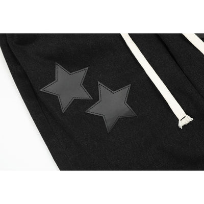 [ReIAx] Star patch drawstring wide leg denim pants RX0003