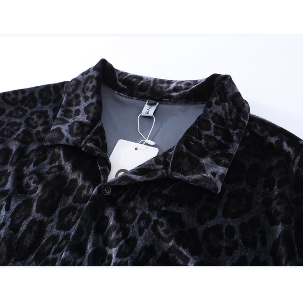 Leopard print short-sleeved loose summer shirt HL2910