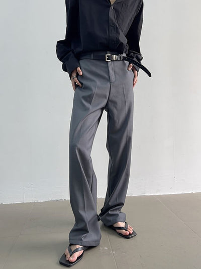 【Yghome】Calf button design high waist loose drape pants  YH0004