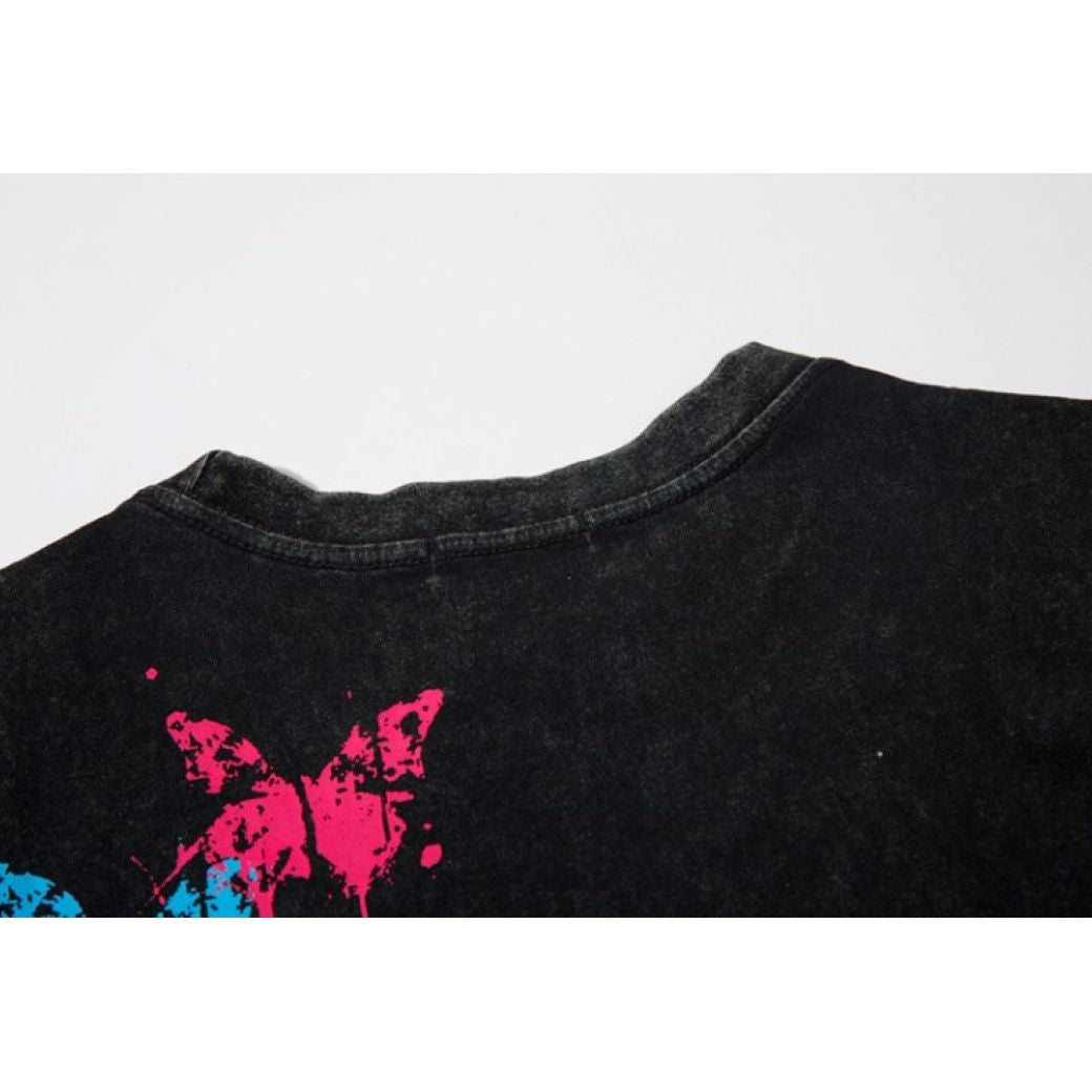 【VEG Dream】Ink butterfly print sleeveless best T-shirt  VD0180