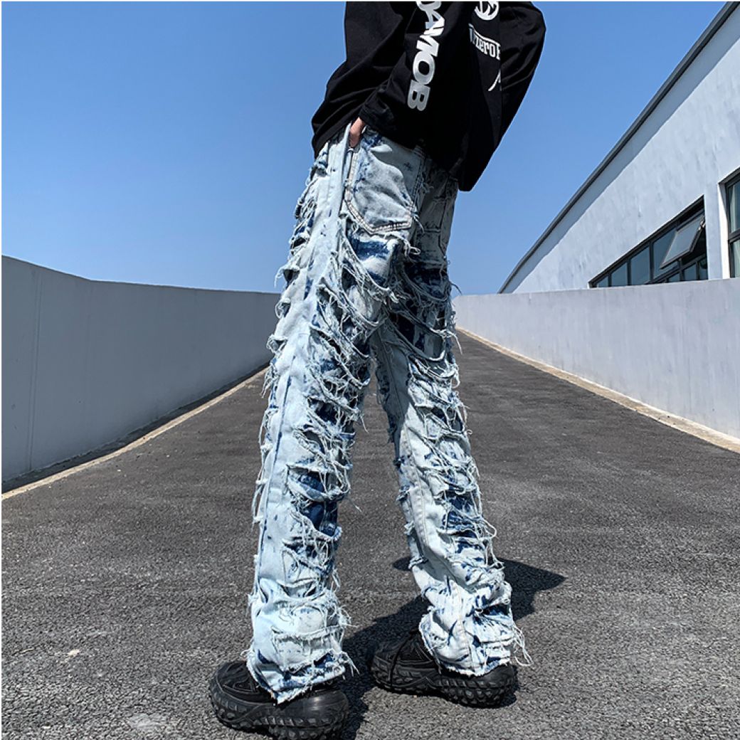 CEAROCOW] Distressed raw edge denim jeans CO0001 – HI-LANDER