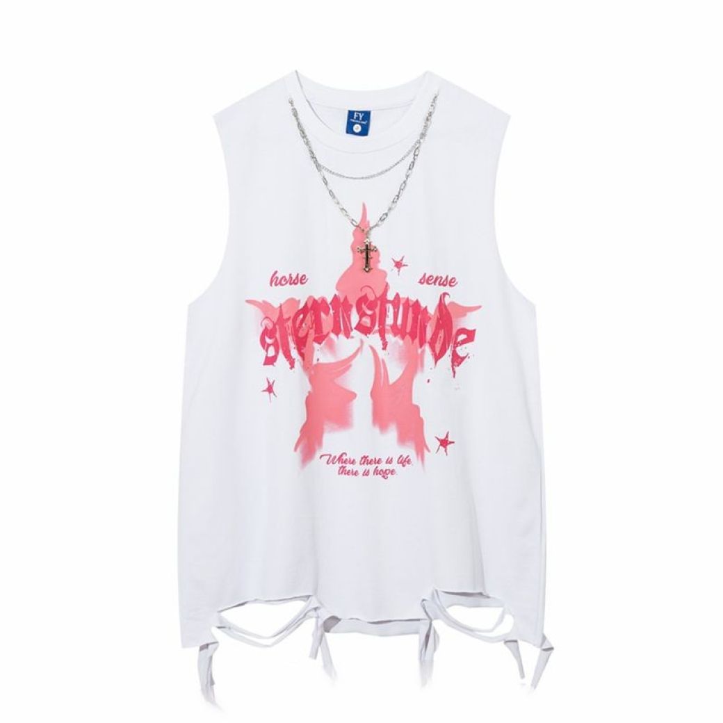 【VEG Dream】Necklace design street loose sleeveless T-shirt VD0175