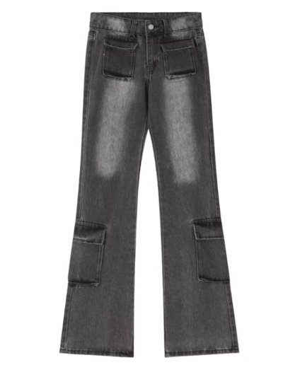 [Take off] Multi-pocket gradation straight slim denim jeans TO0014