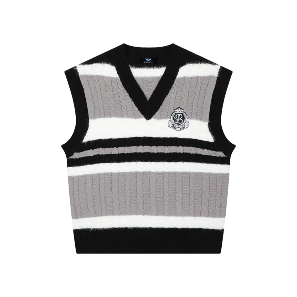 【Rayohopp】College style V-neck sleeveless knit vest  RH0030