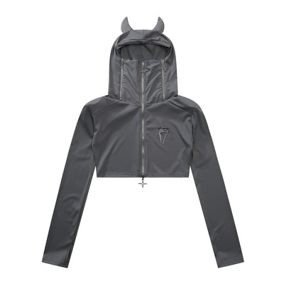 【Take off】Little devil ear hood thin short jacket  TO0015