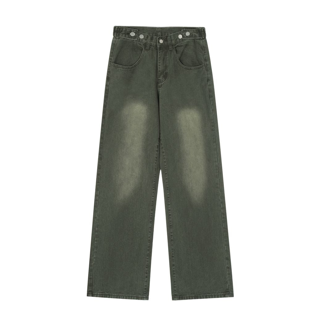 [Take off] Color design wide leg loose drape denim jeans TO0018