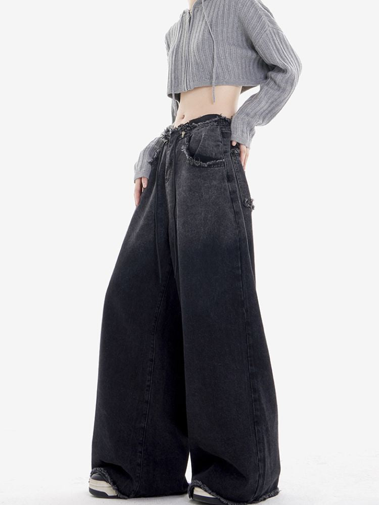 【EDX】Gradation low edge design wide leg jeans  EX0001